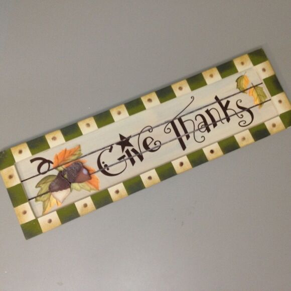 Sign Give Thanks Wooden Sign - Picture 2 of 11